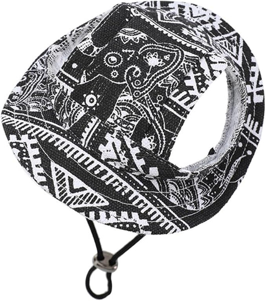 Round Brim Princess Hat Visor Hat Pet Dog Mesh Porous Sun Hat with Ear Holes for, Extra Dog Teddy, Pug, Chihuahua, Shih Tzu, Yorkshire Terriers, Papillon Z-2-black Large