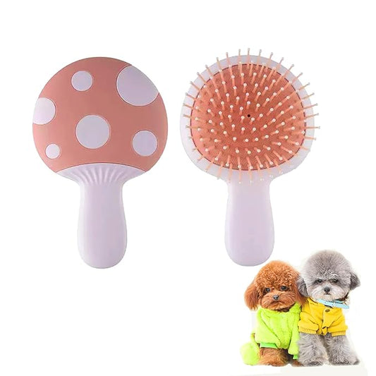 Small Dog Grooming Brush,Mushroom Shaped Puppy Brush Detangling Dog Hair Brushes for Wet or Dry - Perfect for Shih Tzus,Yorkies,Maltipoos - Ideal Puppy Hair Brushes for Maltese Small Breeds (Pink)