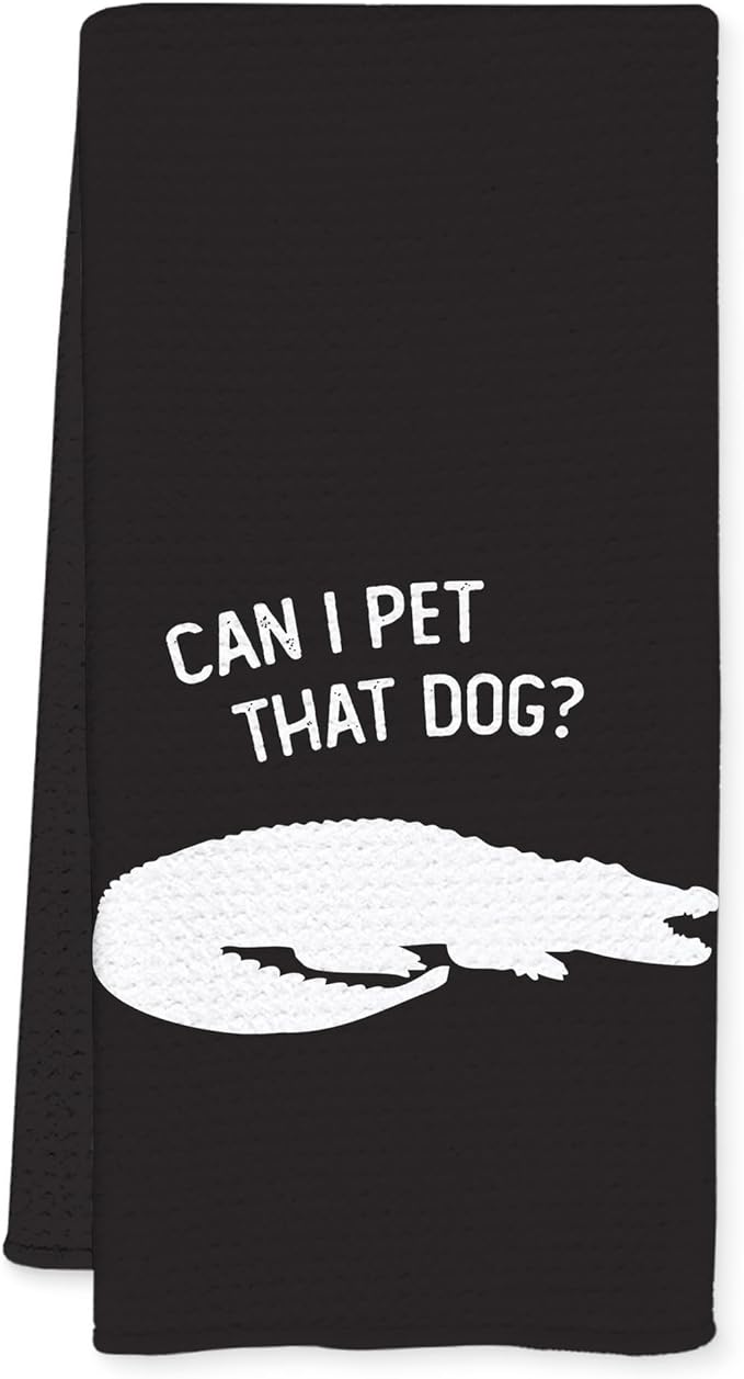 Funny Alligator Kitchen Towels, Alligator Gifts, Animal Lover Gifts Dish Tea Towels for Kitchen Decor, Can I Pet That Dog Decorative Hand Towel for Bathroom, 16x24 Inch