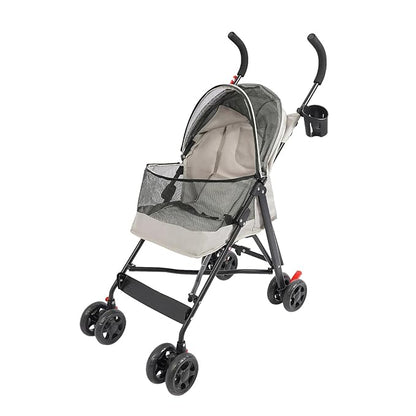 Pet Gear Travel Lite Plus Stroller,Compact Portable Jogger All Terrain Travel Pet Gear, Foldable Lightweight Durable Pet Stroller for Small To Medium Pets Dogs And Cats up to 15 pounds (Gray)