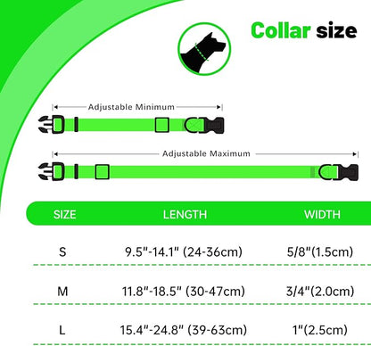 Waterproof Dog Collar, Easy to Clean Rubber Dog Collars with Quick Release Buckle Fits Small Medium or Large Dogs (Green, S (9.5-14.1 inch))