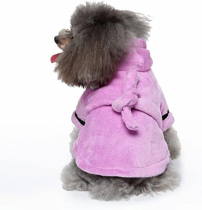 Dog Drying Robe Coat Super Absorbent Soft, Fast Drying Pet Dog Bathrobe Towel with Adjustable Waistbelt