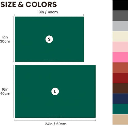 VIVAGLORY Dog Bowl Mat Grippymat Pet Food Mat, Waterproof Washable Nonslip Silicone for Pet & Cat, Food and Water Placemat with Lip & Raised Edges for Indoor Floor, L, Deep Green
