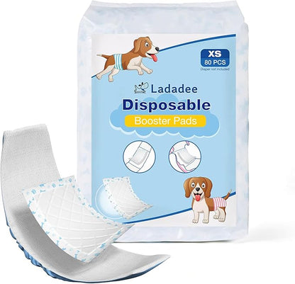 Disposable Dog Diaper Liners Booster Pads for Male & Female Dogs, Doggie Diaper Inserts fit Most Types of Dog Diapers - Pet Belly Bands & Male Wraps-XS-80PCS