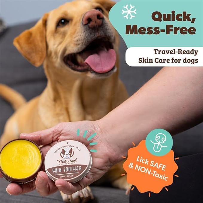 Natural Dog Company Skin Soother Balm for Dogs – Dog Skin Balm for Dry Winter Skin, Seasonal Sensitivity & Environmental Stress, Dog Moisturizer with Coconut Oil, Calendula & Vitamin E, 4 oz Tin