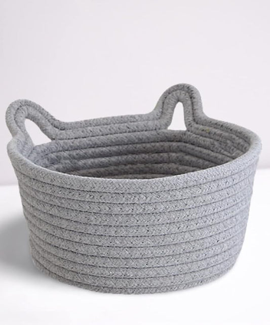 Large Cat Ears Toy Organizer, Woven Cotton Rope Basket, Decorative Nursery Bins & Boxes Gift Basket Empty for Baby Pet Toy Storage