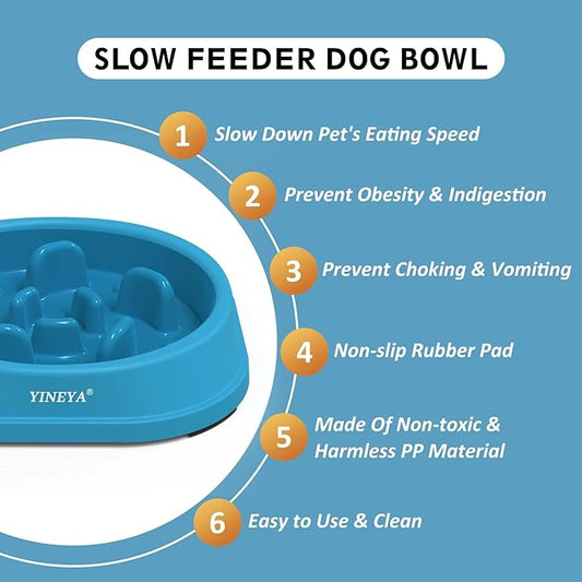 2PCS Anti-Choking Slow Feeder Dog Bowls Small Size Dog, Slow Feeder Cat Bowl, Supplies and Puzzle for Pet