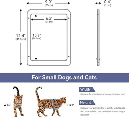 LESYPET Cat Screen Door, Inside Flap 10.3 x 8.3 Inches, Magnetic Self Closing, Cat Door for Screen Doors Sliding Doors, Flap Lockable, Black