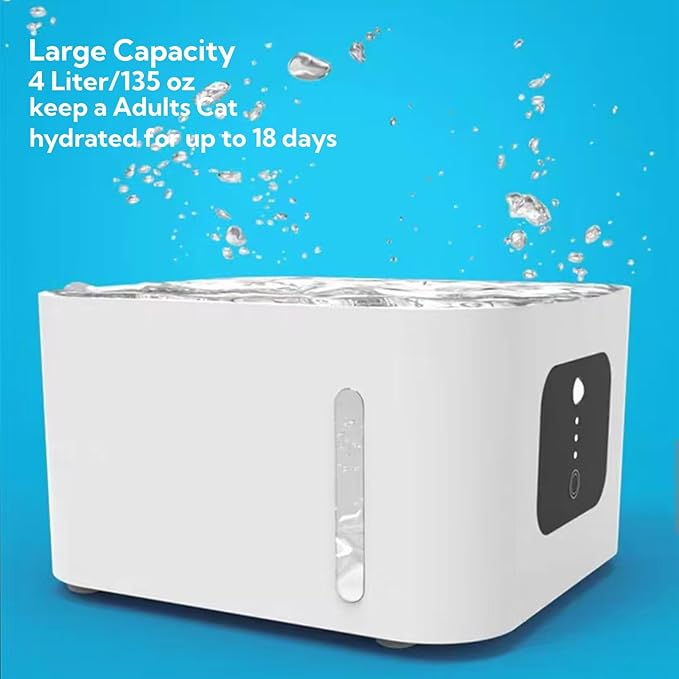 Cat Water Fountain Automatic YSpetclp 4L/135oz Large Capacity,Cordless,Rechargeable, Battery Operated 2 Flowing Modes Dog Fountain, Water Dispenser with Replacement Filters for Cats, Dogs and Pets