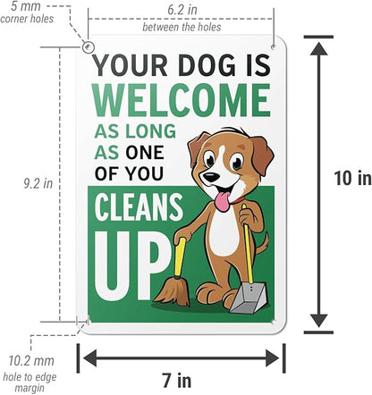 (4 pack) 7" x 10" Clean Up After Your Dog Sign – Aluminum | UV Protected, Laminated, Water & Dust Resistant | Outdoor Pet Waste Reminder with Rounded Corners