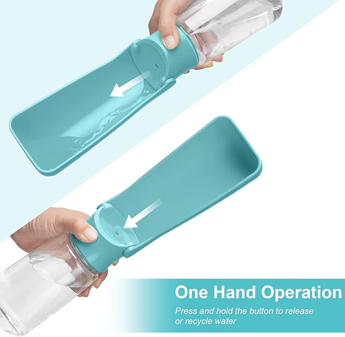 Portable Dog Water Bottle - Foldable Dog Water Dispenser | Leak Proof & Food Grade Plastic Travel | Pet Water Bottle for Cat Outdoor Walking Hiking Travel（US） (Blue, 19oz)