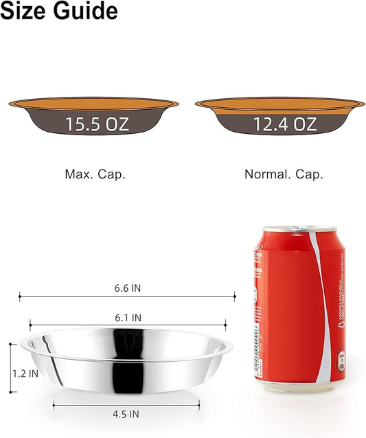 VENTION Small Shallow Cat Food Bowls, Outer Dia. 6.5 in Whisker Fatigue Cat Bowl, Stainless Steel Cat Food Dish for Indoor Cats, Set of 4 Replacement Cat Bowls for Raised Station(15.2 Fl.oz)