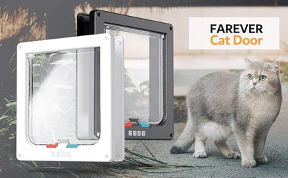 Extra Large Cat Door, Pet Door for Dog or Cat, 4 Switch Modes Locking Cat Door Interior Door Suitable for Window and Wall (White)
