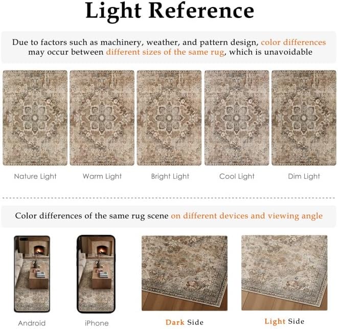 Brown Runner Rug 2x6 Washable Vintage Long Carpet Low Pile Traditional Distressed Retro Accent Indoor Hallway Throw Rug Non Slip for Kitchen Laundry Bathroom Dining Room