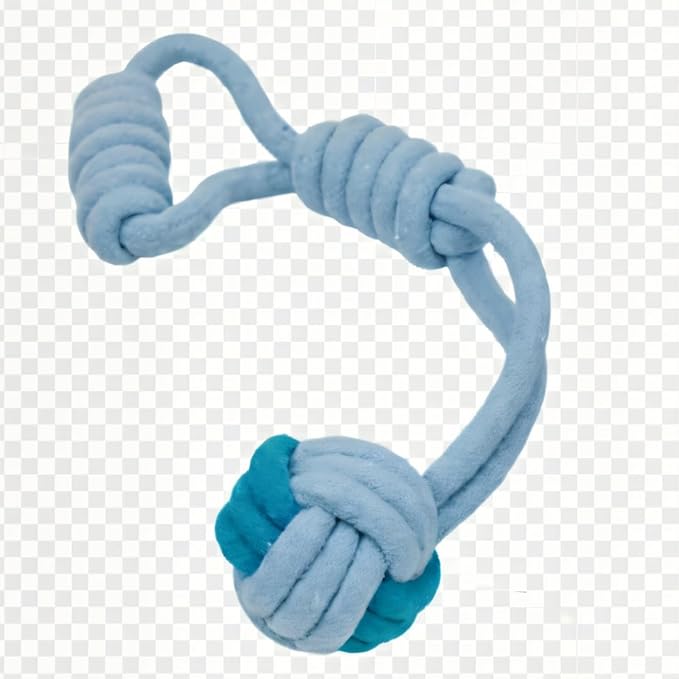 Tug of War Dog Toy 12 Inch Eco Cotton Interactive Dog Rope Toy with Grip Handle & Rope Tug Ball with Natural, Non-Toxic Dyes Tug Toy for Medium & Small Dogs