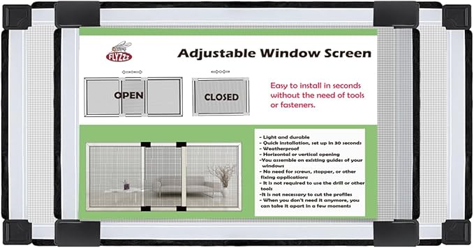FLYZZZ Adjustable Window Screen for Home , Miny Expandable Window Screens 10" H x Fits 14" to 24" W | Stop & Measure Before Buying | Perfect for Bathroom & Basement Windows [FOR SMALL WINDOWS ONLY]