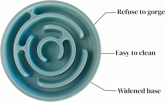 Pet Slow Feeder Bowl - Anti-Choking Maze Design, Universal for Dogs & Cats, Anti-Slip & Anti-Tip (Bowl-Light Blue)