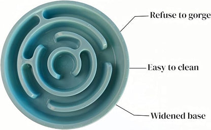 Pet Slow Feeder Bowl - Anti-Choking Maze Design, Universal for Dogs & Cats, Anti-Slip & Anti-Tip (Bowl-Light Blue)