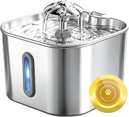 Wonder Creature Cat Water Fountain Stainless Steel, 74oz/2.2L Ultra-Quiet Cat Drinking Fountain, Easy to Clean, Indoor Water Dountain for Cats, Kittens, Small Dogs