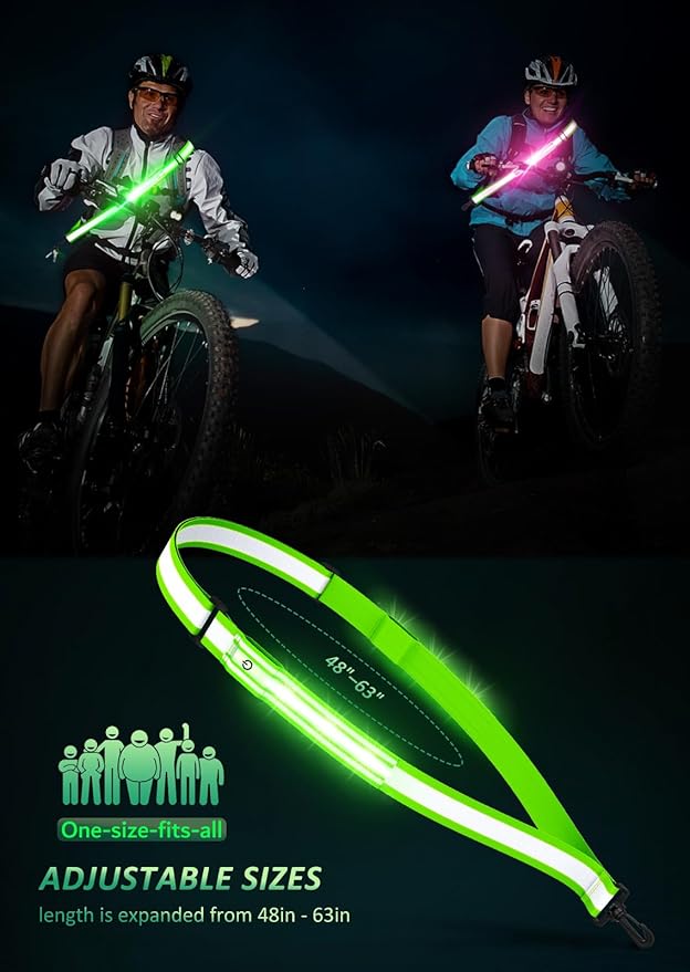 LED Reflective Belt Sash Walking Gear,Safety Lights for Walkers at Night,High Visibility Safety Rechargeable Reflective Running Gear for Men Women Kids Night Dog Walking Gear