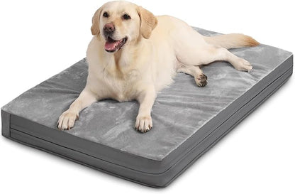 Waterproof XXXL Dog Beds Large Sized Dogs, Outdoor Washable Crate Pad 54 inch, Jumbo Foam Pet Bed with Removable Cover Reversible, Anti-Slip Kennel Pad, 53"x36", Gray