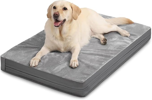 Waterproof XXXL Dog Beds Large Sized Dogs, Outdoor Washable Crate Pad 54 inch, Jumbo Foam Pet Bed with Removable Cover Reversible, Anti-Slip Kennel Pad, 53"x36", Gray