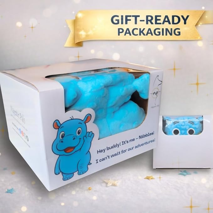 4 in 1 Squeaky Dog Toy-No Stuffing Dog Toy with Ropes,Squeaker & Surprise play item inside for Small Medium Large Breed-Dog Tug Toy,Dog Chew Toy for Cuddling & Playing,Soft Blue Plush Hippo,Gift ready