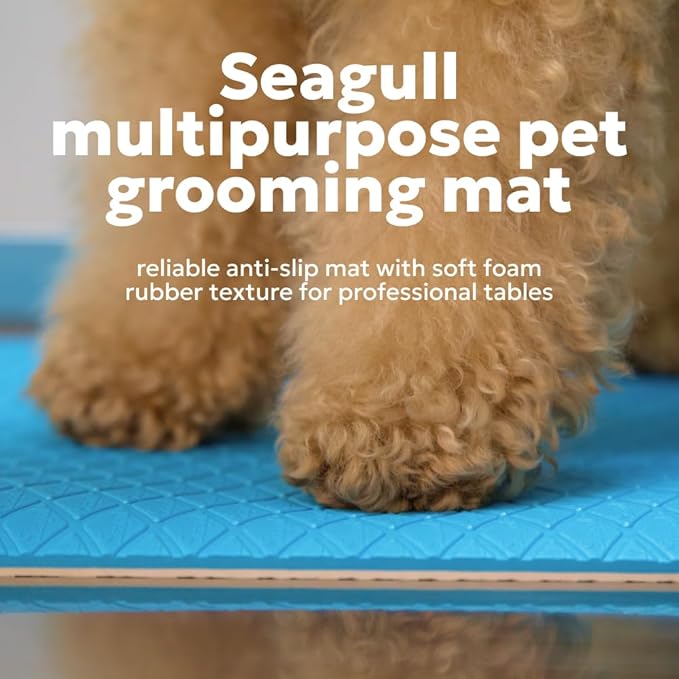 Seagull Multipurpose Foam Rubber Pet Grooming Table Mat 24 x 36 Inch Dog Grooming Mat for Table Cat Grooming Mat Dog Bath Mat Pet Vet Mat Non Slip Soft Waterproof Light Blue