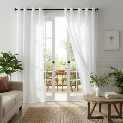 NICETOWN Non-See-Through White Sheer Curtains 84 inches Long 2 Panels, 42" Wide Grommet Window Curtains Drapes for Living Room, Bedroom, Bathroom- Light Filtering Elegant Window Drapes