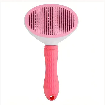 PETS-LAMB Self-Cleaning Dog and Cat Grooming Brush, Suitable for Long or Short Hair, Loose Hair Removal Brush, Easy to Remove, Pet Massage Tool. (Pink)