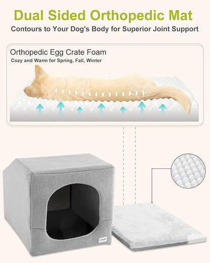 Hovicaed Indoor Dog House for Extra Large Medium Small Sized Dogs - Dog Tent with Washable Removable Cover, Pet Orthopedic Dog Cave Bed Egg-Crate Foam Cushion, Inside Dog House Large Space(XL)