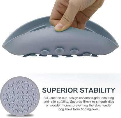 Slow Feeder Dog Bowls, Interactive Silicone Dog Feeding Bowls for Dogs & Cats, Slow Feeder Non-Slip with Suction Cups, Anti-Choking, Non BPA, Reduces Boredom, Anxiety, Dishwasher Microwave Safe