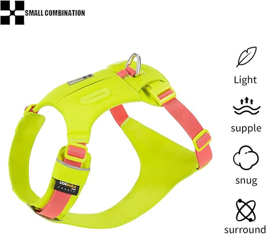 Lightweight Dog Harness, Large to Very Large Breeds, Adjustable Fit.Pet Harness with Pocket, Dog Training Harness for Outdoor Walking Running, Hiking (Lemon Yellow, XS)