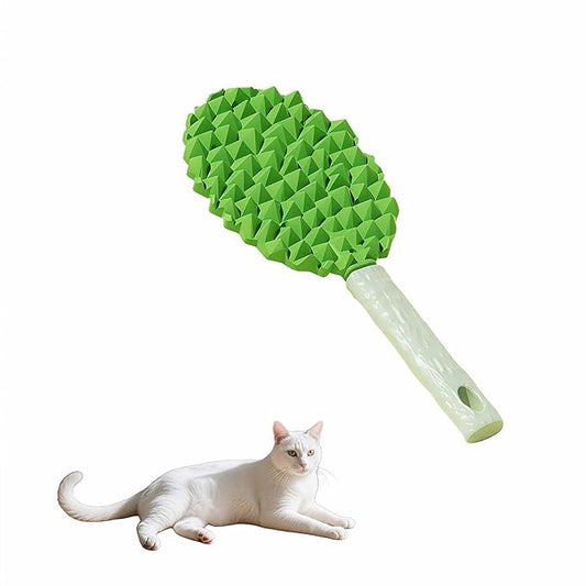 Pet Durian Massage Comb, Dual-Sided Cat Dog Grooming Tool with Back Scraping Teeth, Green, 8.66 inch