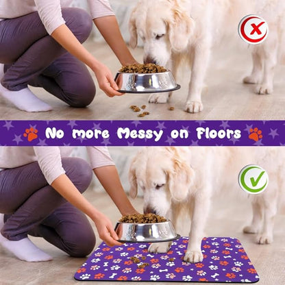 4th of July Dog Food Mats for Floors Waterproof, Cat Water Bowl Mats Pet Feeding Absorbent Placemats 12 * 20 inch