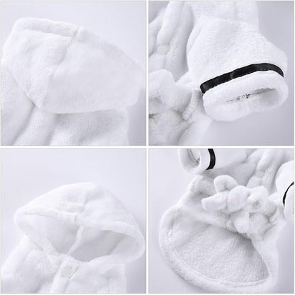 POPETPOP Dog Robes for After Bath, Quick Drying and Super Absorbent Pet Bathrobe, Soft Comfortable Pet Nightwear for Puppy Small Dogs Cats (White, XL)