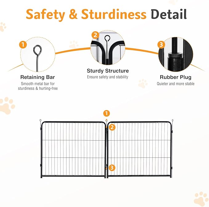 NEWBULIG Dog Playpen for Indoor 24 Inch 2 Panels - Portable Heavy Duty Metal Pet Exercise Pen, Foldable Small Dog Puppy Playpen Fence for Outdoor RV, Camping, Yard, Garden