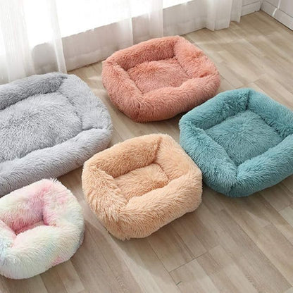 La La Pet® Donut Dog Cat Bed Cozy Cave Pet Bed Burrow Dog Bed Calming Cuddler Self-Warming Pet Bed Soft Plush Pet Cushion Improved Sleep for Cats Small Medium Dogs Gray L