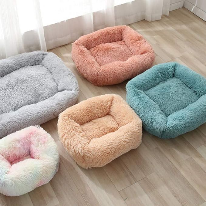 La La Pet® Donut Dog Cat Bed Cozy Cave Pet Bed Burrow Dog Bed Calming Cuddler Self-Warming Pet Bed Soft Plush Pet Cushion Improved Sleep for Cats Small Medium Dogs White L