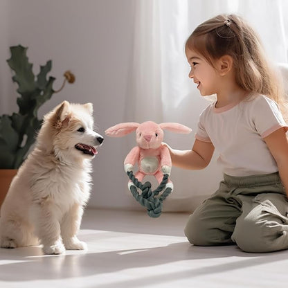 Plush Squeaky Dog Toys - Durable Cute Animals Toy for Indoor Play with Small, Medium and Large Dogs (Rabbit), pink