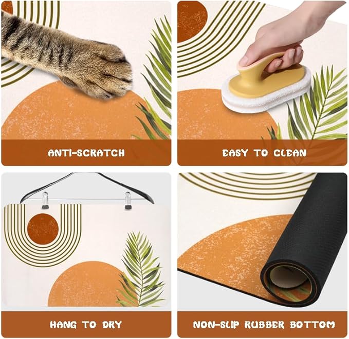 Dog Food Mats for Floors Waterproof, Cat Water Bowl Mats Pet Feeding Absorbent Placemats Bohemia 24 * 32 inch