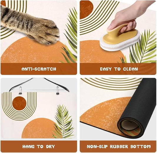 Dog Food Mats for Floors Waterproof, Cat Water Bowl Mats Pet Feeding Absorbent Placemats Bohemia 24 * 32 inch