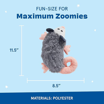 Barkbox Poppy Possum Dog Toy – Plush Squeaky Toy with Whip-N-Flip Tail & Fluffy Filling – Interactive Plush Fun for Dogs Who Love to Thrash & Play
