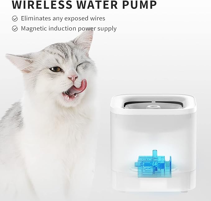 PETKIT New Wireless Pump Dog Cat Water Fountain with 5 pcs Filters, Quiet and Anti-Dry Pet Water Fountain with Wireless Pump for Indoor Cats/Dogs