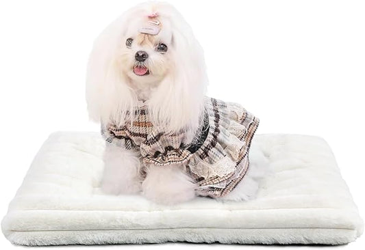 Pet Bed Extra Small 12 x 18 for Crate or Cage Fits Tiny Dogs And Indoor Cats With Rabbit,Washable XS Puppy Crate Bed Comfy Kennel Pad Anti-Slip Doggy Sleeping Mat Cushion for Mini Small Breeds,Cream