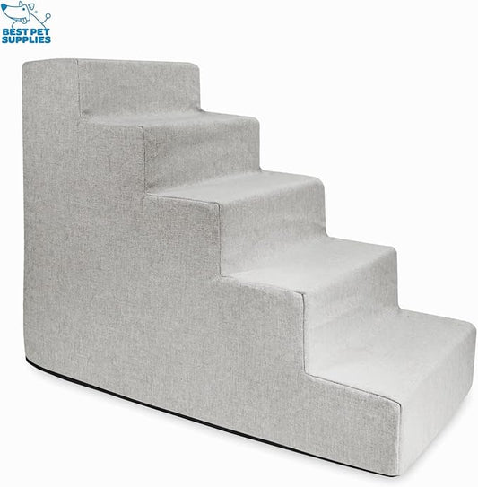 Best Pet Supplies Dog Stairs & Steps - Foam Steps for Small Dogs & Cats, Non-Slip Indoor Balanced Pet Step Support, Dog Ramp, No Assembly, Sand, 5-Step