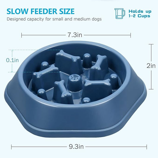 UPSKY 2PCS Slow Feeder Dog Bowl Anti-Chocking Slower Feeding Dog Puzzle Bowls, Interactive Bloat Stop Dogs Food Bowl Dishes Non-Slide Lick Treat Bowl for Small Medium Dogs (Blue+Green)
