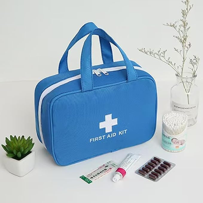 First Aid Bag Empty First Aid Kit Bag Travel Medical Pouch Camping Medicine Emergency Trauma Organizer Bags Portable for Outdoor Riding Working Car Nurse Pet Dog Cat Horse (Blue)
