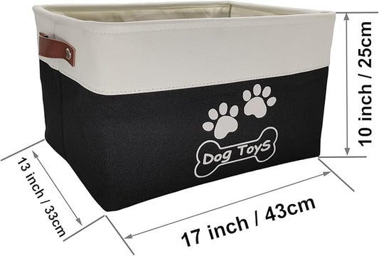Large Dog Toy Basket Collapsible Dog Toy Box Shape Keeping Rectangle Dog Toy Bin for Pet Toys, Accessories