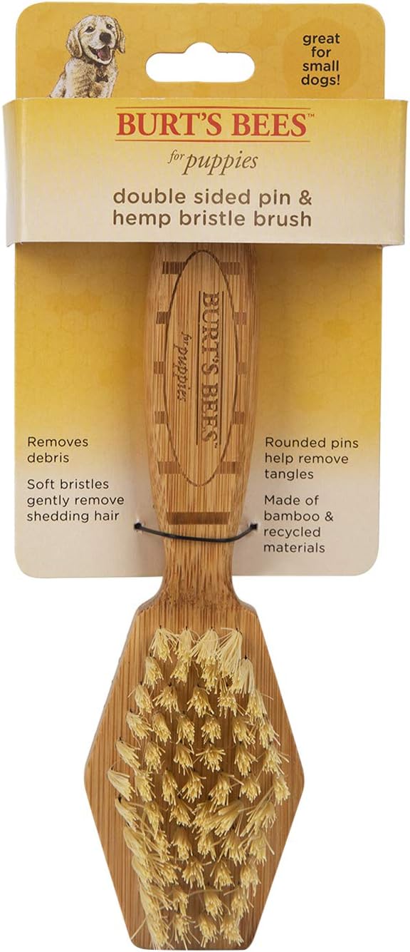 Burt's Bees for Pets Double Sided Pin & Hemp Bristle Dog Brush | Best All-Purpose Dog Brush To Reduce Shedding Great for All Small Dogs And Puppies (Pack of 1)